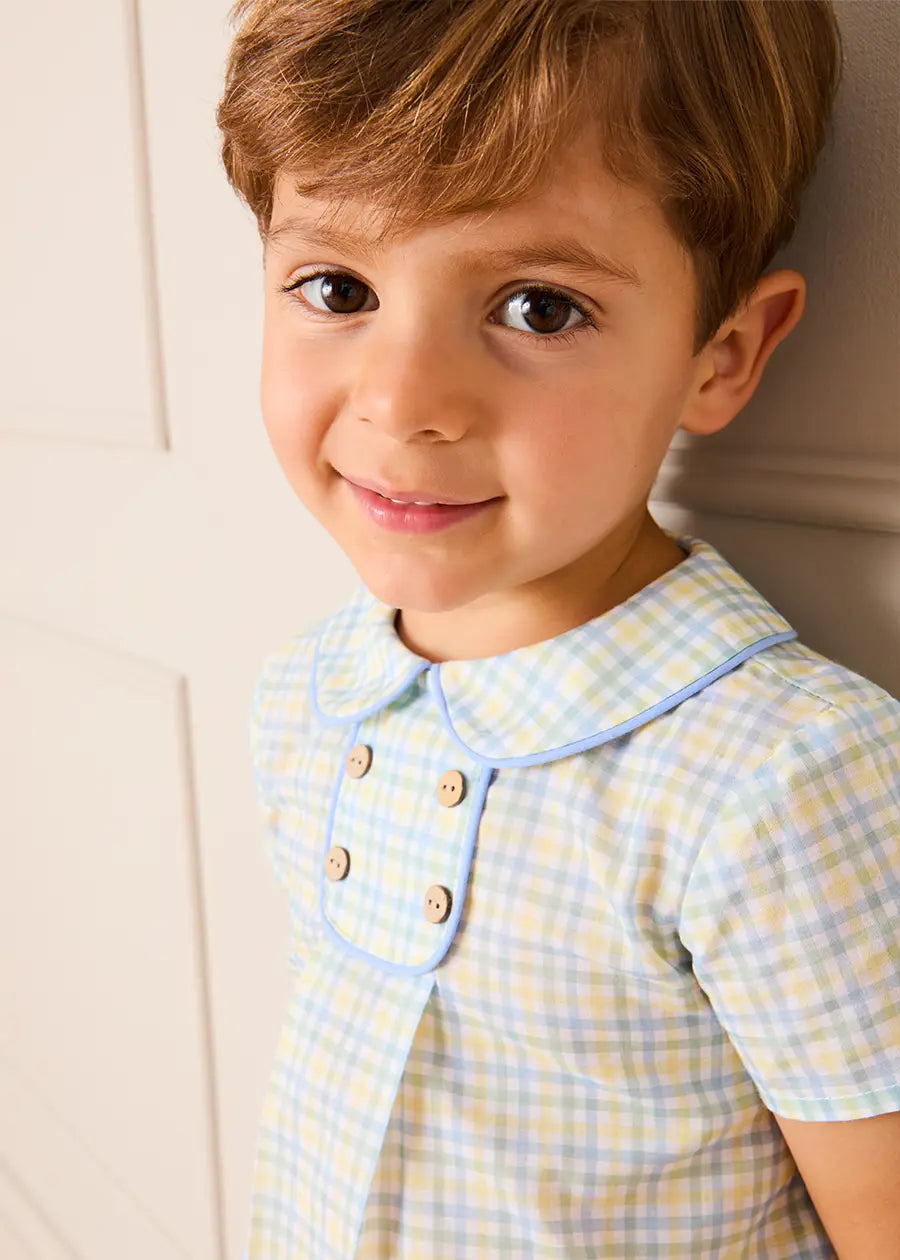 Pip Check Button Detail Short Sleeve Shirt in Green (12mths-5yrs) SHIRTS from Pepa London US