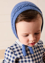 Cable Detail Knitted Bonnet In Blue (S-L)