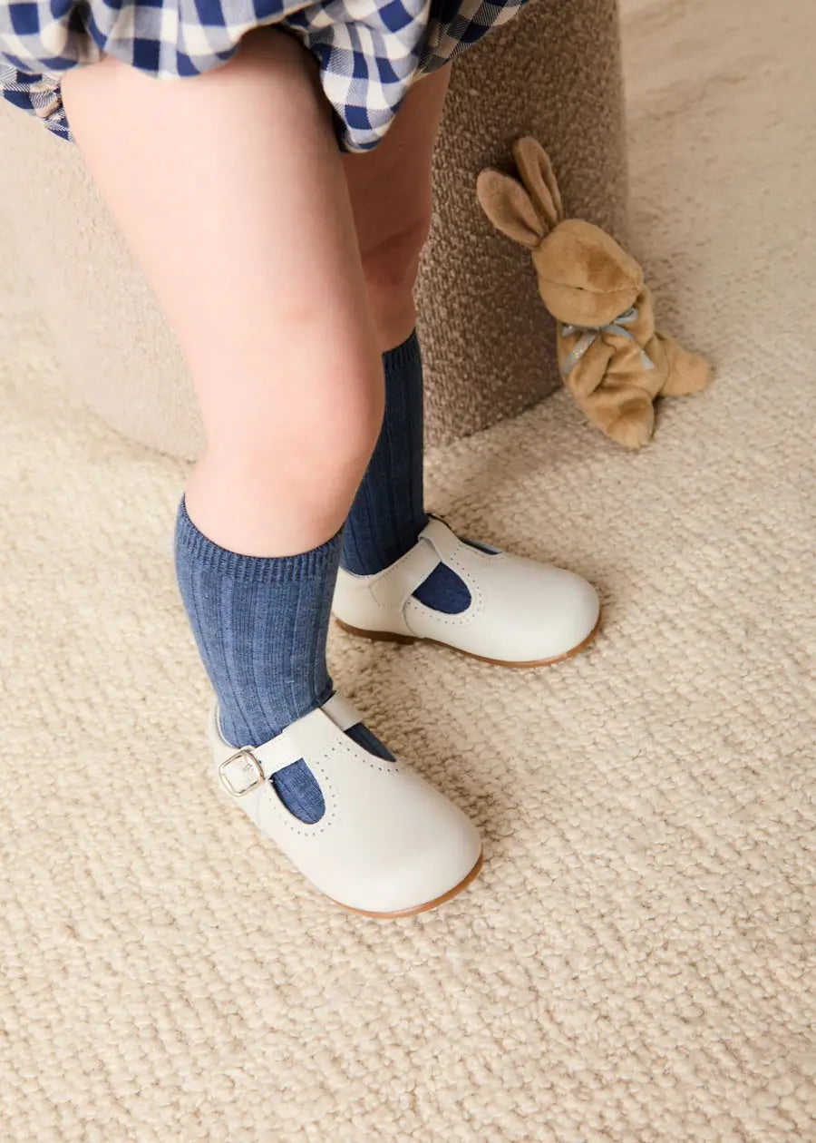 Denim Ribbed Knee-High Socks (3mths-10yrs) Socks from Pepa London