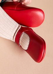 Leather Mary Jane Pram Shoes in Red (17-20EU) SHOES from Pepa London US