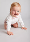 Herringbone Peter Pan Collar Long Sleeve Two Piece Set in Red (6mths-2yrs) Sets  from Pepa London US