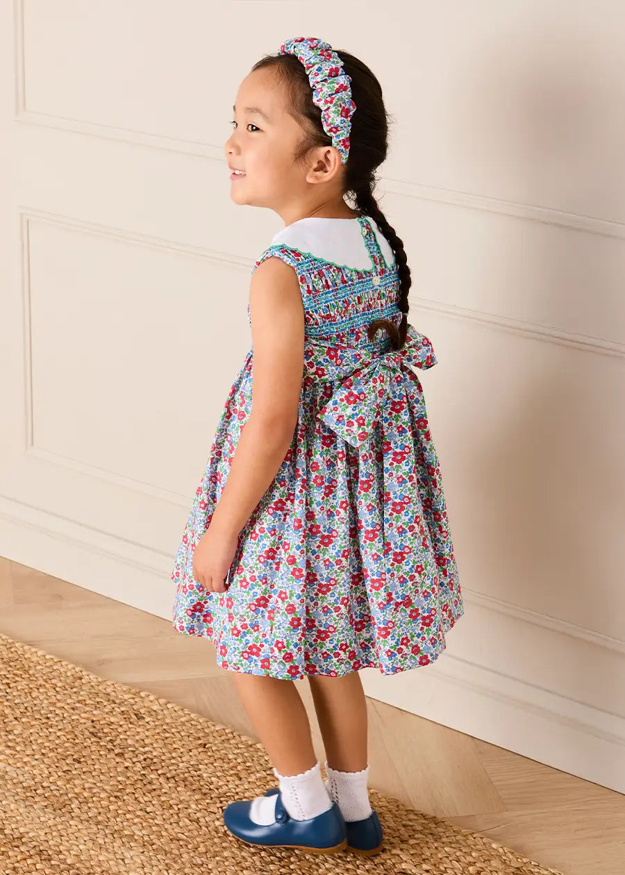 Emilia Floral Embroidered Collar Sleeveless Dress in Red (12mths- 10yrs) DRESSES from Pepa London US