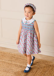 Emilia Floral Embroidered Collar Sleeveless Dress in Red (12mths- 10yrs) DRESSES from Pepa London US