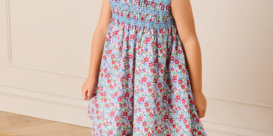 Emilia Floral Embroidered Collar Sleeveless Dress in Red (12mths- 10yrs) DRESSES from Pepa London US