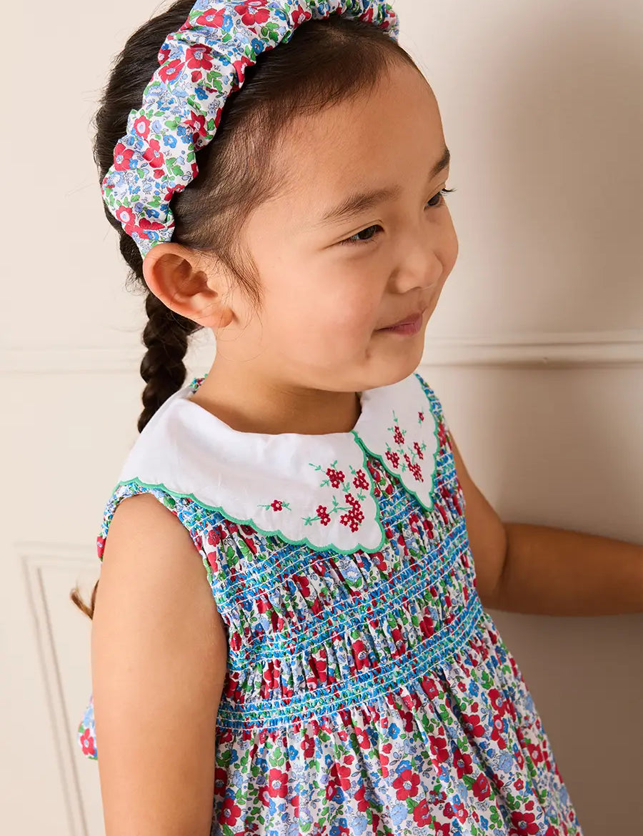 Emilia Floral Scrunchie Hairband in Red HAIR ACCESSORIES from Pepa London US