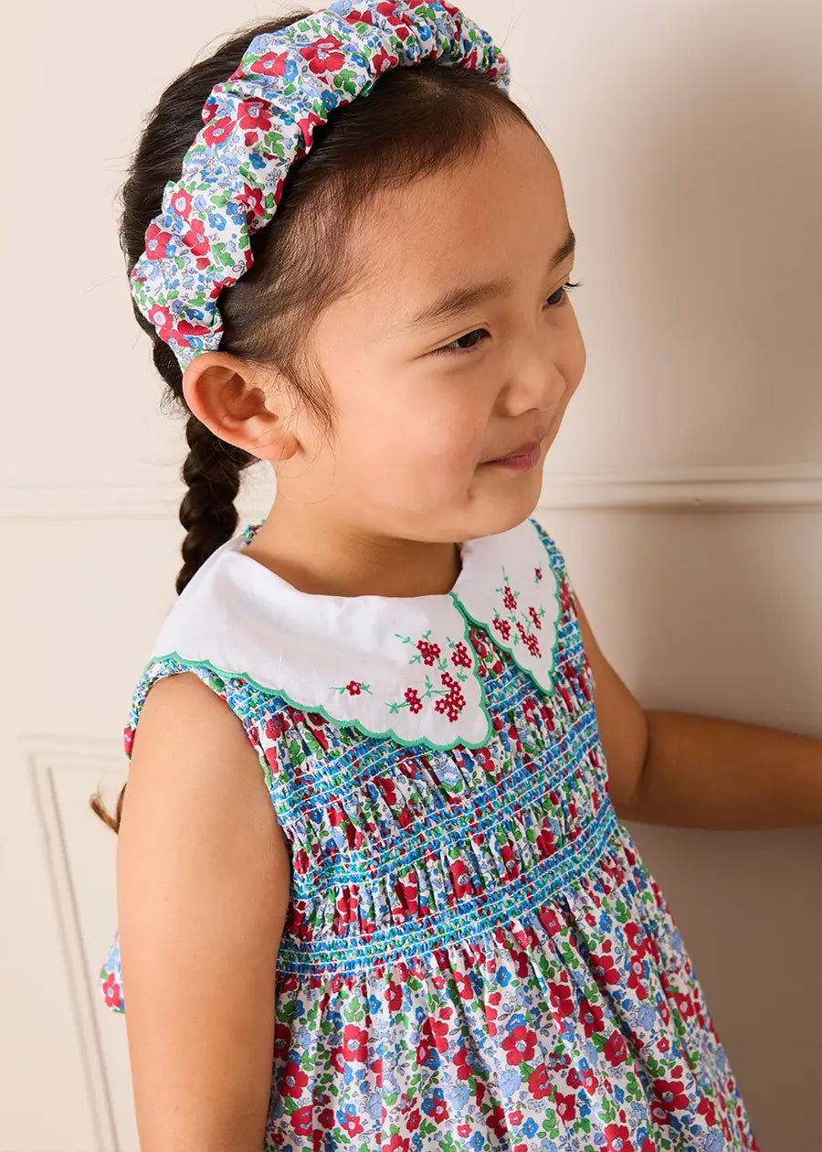 Emilia Floral Embroidered Collar Sleeveless Dress in Red (12mths- 10yrs) DRESSES from Pepa London US