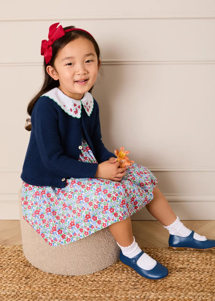 Emilia Floral Embroidered Collar Sleeveless Dress in Red (12mths- 10yrs) DRESSES from Pepa London US