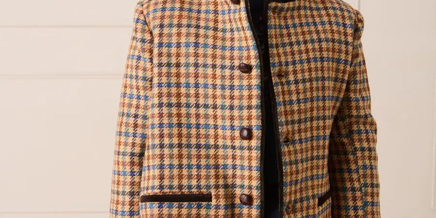 Vincent Check Austrian Single Breasted Jacket in Brown (18mths-10yrs) Coats from Pepa London US