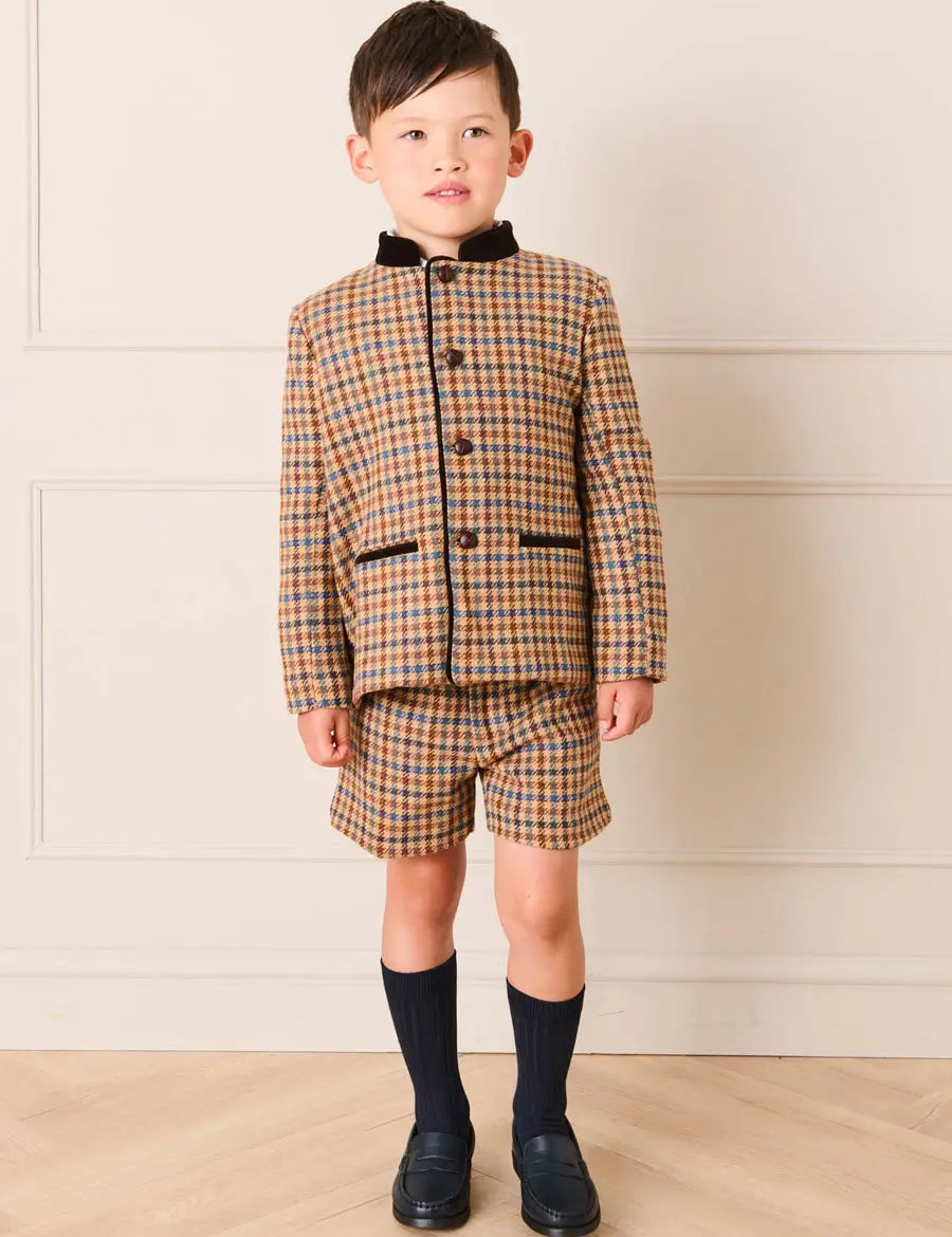 Vincent Check Shorts in Brown (4-10yrs) Shorts from Pepa London US