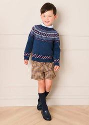 Fair Isle Jacquard Jumper in Navy (3-10yrs) Knitwear from Pepa London US