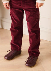 Leather Lace-Up Burgundy Shoes (20-34EU)