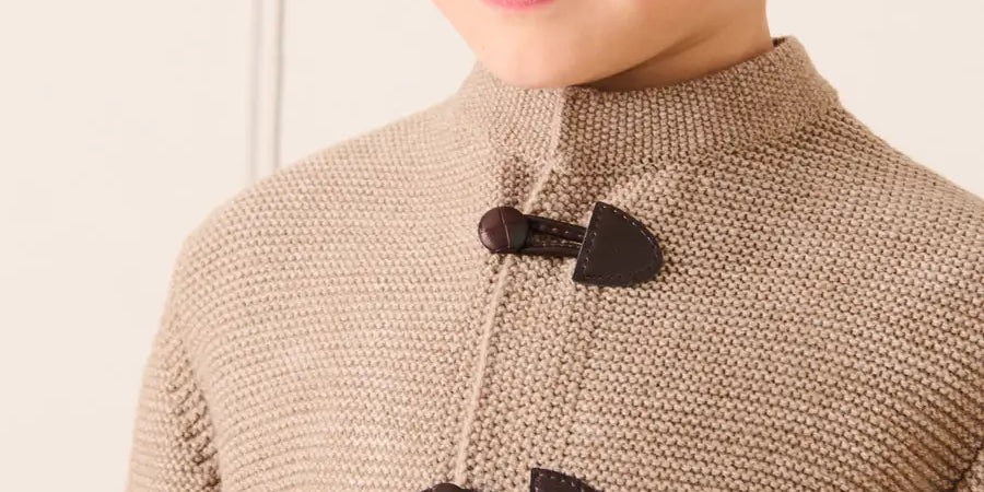 Toggle Fastening Knitted Cardigan in Oatmeal (12-10yrs) Knitwear from Pepa London US