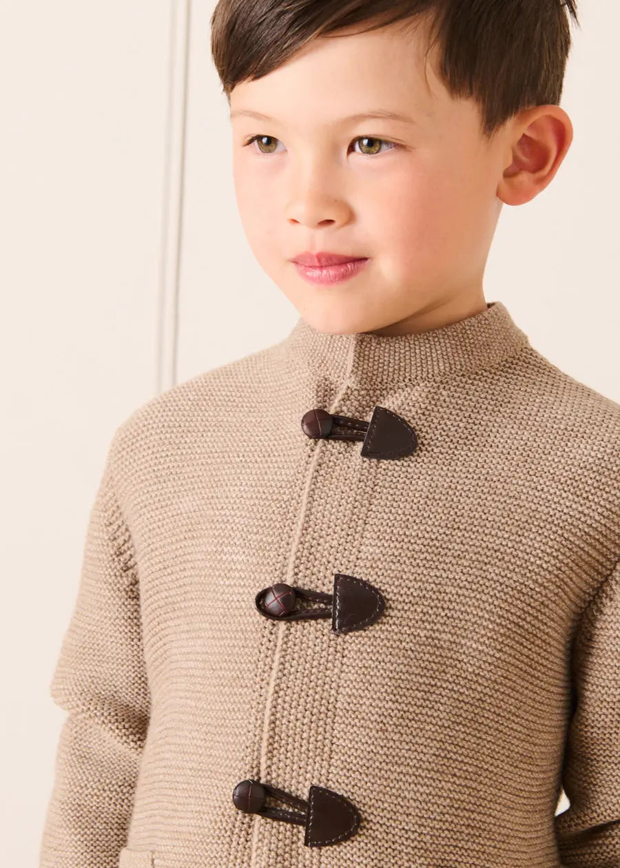 Toggle Fastening Knitted Cardigan in Oatmeal (12-10yrs) KNITWEAR from Pepa London US