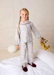 Rebecca Floral Scallop Edge Pyjamas in Red (2-10yrs) Nightwear from Pepa London US