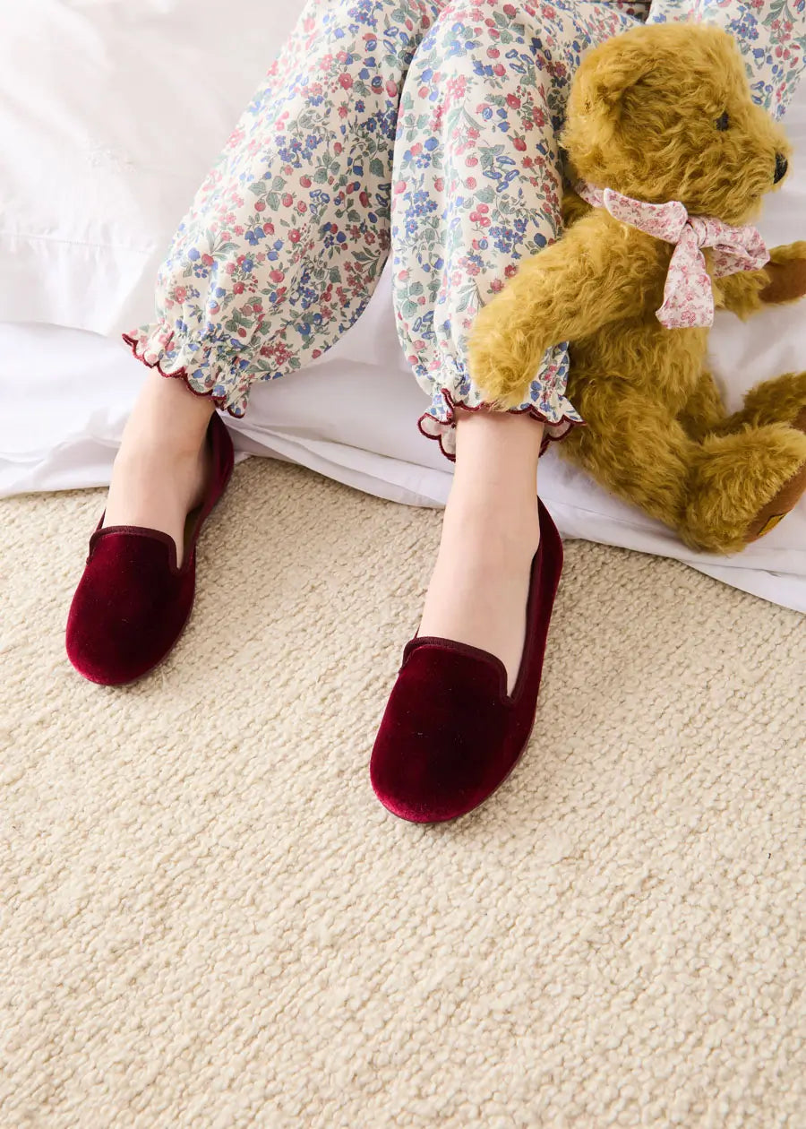 Rebecca Floral Scallop Edge Pyjamas in Red (2-10yrs) Nightwear from Pepa London US
