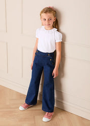 Broderie Anglaise Frill Collar Top in White (2-12yrs) Tops & Bodysuits from Pepa London US