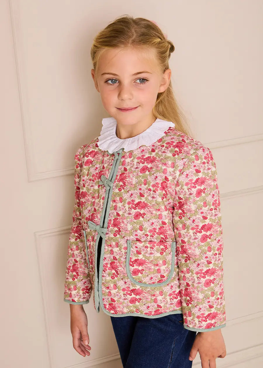 Margret Floral Reversible Quilted Jacket in Pink (4-12yrs) COATS from Pepa London US