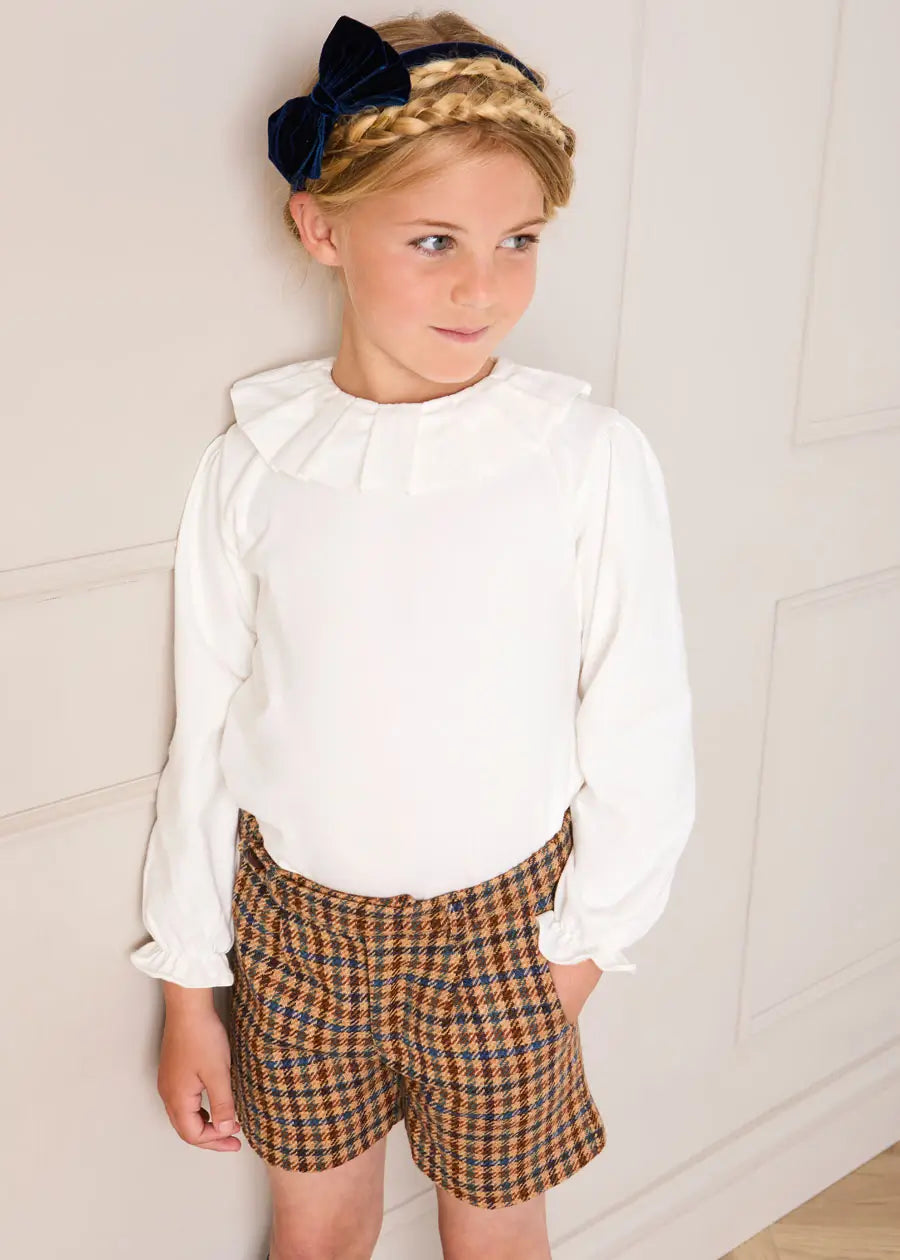 Ruffle Collar Long Sleeve Top In Cream (18mths-10yrs) TOPS & BODYSUITS from Pepa London US