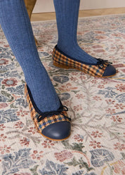 Vincent Check Tweed Ballerina Shoes in Brown (24-35EU) Shoes from Pepa London US