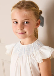 Butterfly Embroidered Lace Detail Cap Sleeve Blouse in White (18mths-10yrs) BLOUSES from Pepa London US