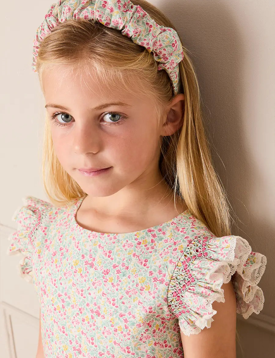 Adelaide Floral Scrunchie Hairband in Pink HAIR ACCESSORIES from Pepa London US