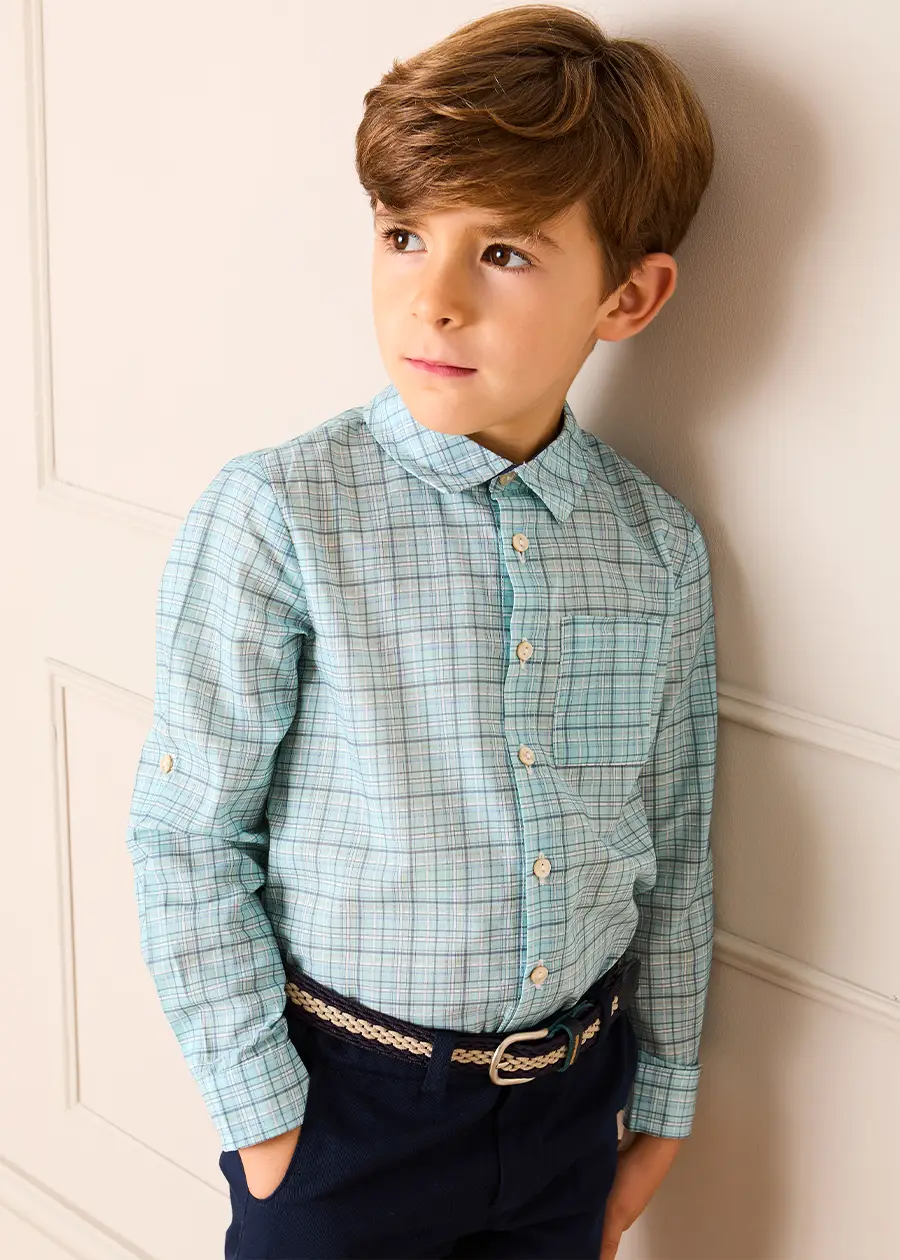 George Check Long Sleeve Shirt in Blue (12mths- 10yrs) SHIRTS from Pepa London US