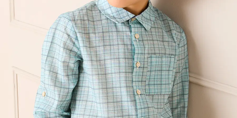 George Check Long Sleeve Shirt in Blue (12mths- 10yrs) SHIRTS from Pepa London US