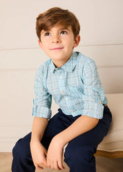 George Check Long Sleeve Shirt in Blue (12mths- 10yrs) SHIRTS from Pepa London US