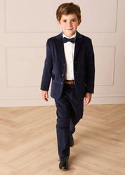 Velvet Three Button Blazer Jacket in Navy (4-10yrs) Coats from Pepa London US