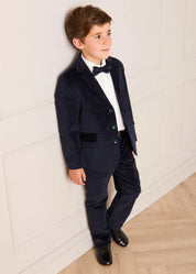 Velvet Three Button Blazer Jacket in Navy (4-10yrs) Coats from Pepa London US