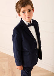 Velvet Three Button Blazer Jacket in Navy (4-10yrs) Coats from Pepa London US