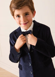 Velvet Three Button Blazer Jacket in Navy (4-10yrs) Coats from Pepa London US