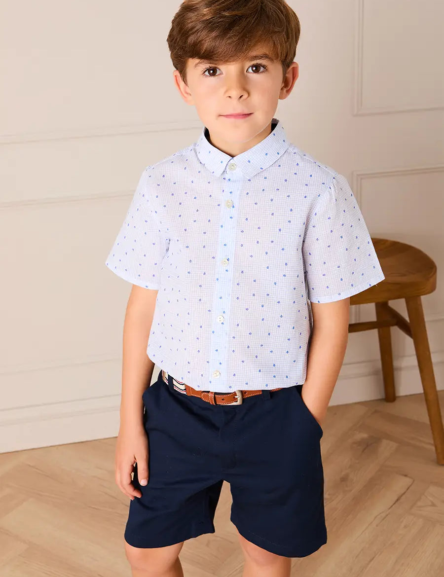 Noah Check Short Sleeve Shirt in Blue (2-10yrs) SHIRTS from Pepa London US