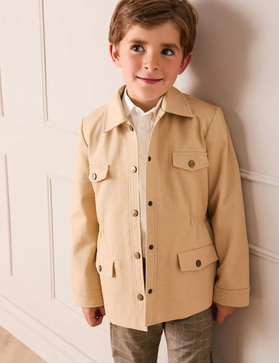 Safari Jacket With Pockets in Beige (4-10yrs) Coats from Pepa London US