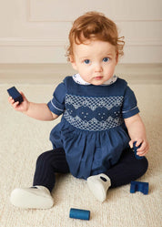 The French Blue Hand Smocked Romper Baby Boy Look LOOK from Pepa London US
