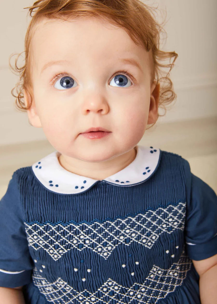The French Blue Hand Smocked Romper Baby Boy Look LOOK from Pepa London US