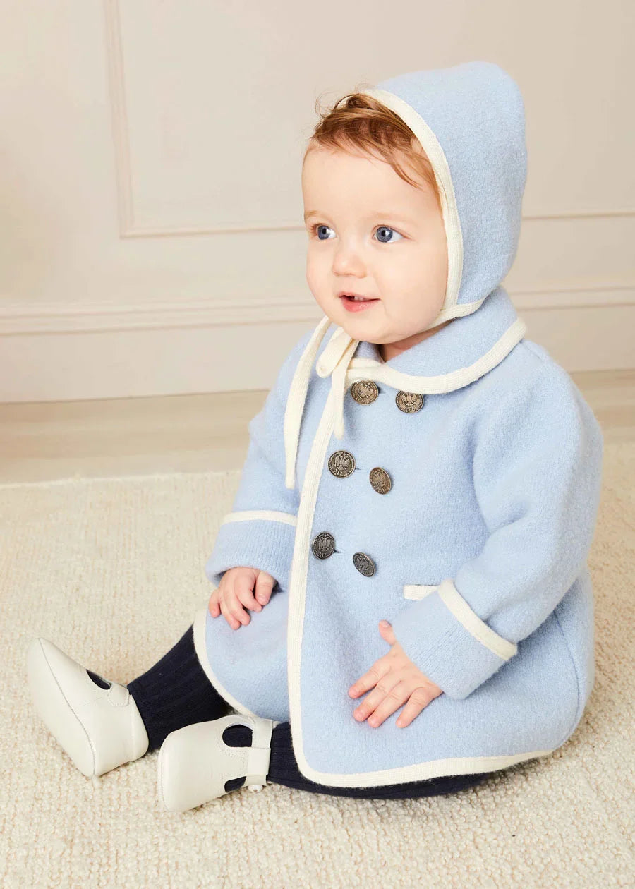 Austrian Double Breasted Wool Baby Coat in Baby Blue (6mths-4yrs) Coats from Pepa London US