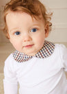 Check Peter Pan Collar Long Sleeve Bodysuit In Beige (1mth-2yrs) TOPS & BODYSUITS  from Pepa London US