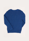 Cable Knit Crewneck Jumper in Blue (2-10yrs) Knitwear  from Pepa London US