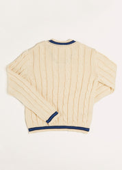Cable Knit V-Neck Jumper in Cream (4-10yrs) Knitwear from Pepa London US