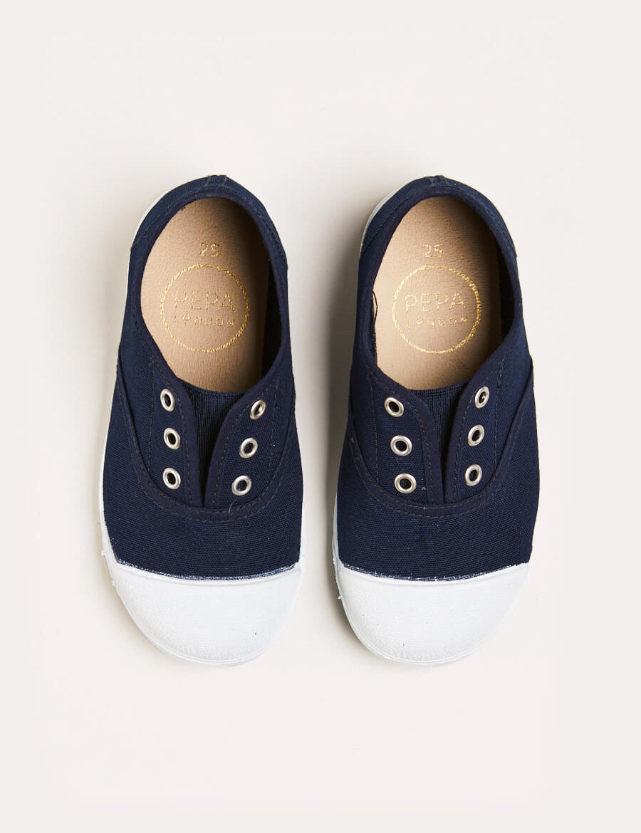 Canvas Plimsolls in Navy (20-35EU) Shoes from Pepa London US