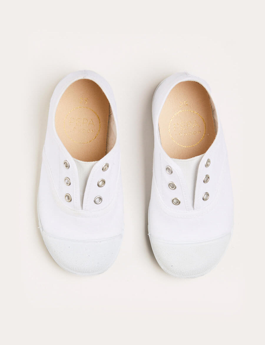 Canvas Plimsolls in White (20-34EU) Shoes from Pepa London US