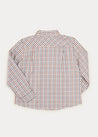 Checked Polo Collar Long Sleeve Shirt In Beige (4-10yrs) SHIRTS  from Pepa London