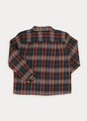 Checked Polo Collar Long Sleeve Shirt In Navy (4-10yrs) SHIRTS  from Pepa London US