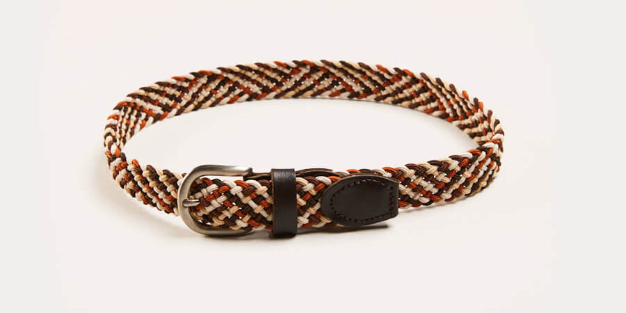 Contrast Leather Braided Belt in Brown (XS-S) BELTS from Pepa London