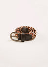 Contrast Leather Braided Belt in Brown (XS-S) Belts from Pepa London US