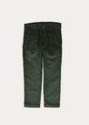 Corduroy Five Pocket Trousers In Green (4-10yrs) TROUSERS  from Pepa London US