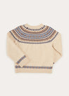 Fair Isle Merino Wool Jumper In Beige (4-10yrs) KNITWEAR  from Pepa London