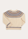 Fair Isle Merino Wool Jumper In Beige (4-10yrs) KNITWEAR from Pepa London US