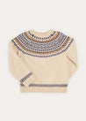 Fair Isle Merino Wool Jumper In Beige (4-10yrs) KNITWEAR  from Pepa London